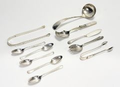 A George III Hester Bateman pair of bright cut cubed sugar tongs: l. x 13.5cm 26.1g together with