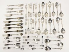 A part suite of Garrard & Co regent plated double struck fiddle and shell pattern flatware to