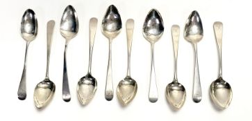 A George III Edinburgh set of five William Marshall Hanoverian pattern dessert spoons with