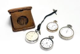 A collection of three vintage open face pocket watches to include a Denton gold plated watch: d. x