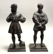 A pair of 19th-century patinated bronze Renaissance-style figures, comprising a figure of