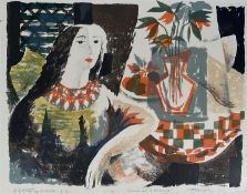 Roy Godfrey Botting (1909-1999) signed limited edition lithograph, 'Woman at a Window', 1/10, 39cm x