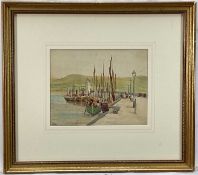 Samuel Parr (1850-1921) watercolour, Cornish harbour scene, signed, 18cm x23cm, glazed gilt frame