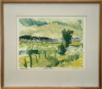 Oliver West, Plein Air Artists Proof print, Summer Heat I, signed and dated 95, in glazed frame, 31.