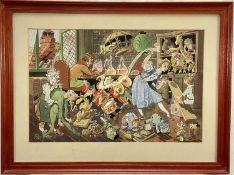 Frederick William Robinson (1912-1993) watercolour, Toymakers magic workshop, signed and dated 1981,