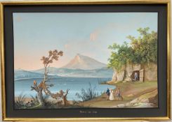 Neapolitan School, 19th century gouache, Grotto del Cane, 42cm x 63cm, framed (without glass)