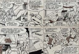 Teenage Mutant Ninja Turtles original comic strip art, 1990, Mirage Studios, 25cm x 37cm, unframed