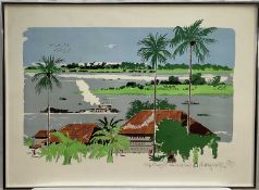 Paul Hogarth (1917-2001), 'Congo River at Bandaka', limited edition lithograph (103/195), signed in
