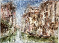 Impressionistic view of Venice, oil on canvas, signed T. Rossi, 20th century, together with a smalle