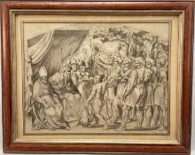 19th century watercolour after Raphael - Eleazar and Joshua and the tribes of Israel, 23cm x 29cm, g