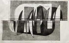 Frank Howes (1916-1989) limited edition abstract print, signed and dated 1966, 3/10, 30cm x 50cm, wi