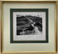 Barry Woodcock, limited edition woodcut, Moel Fammau, North Wales, signed and dated 1987, edition nu