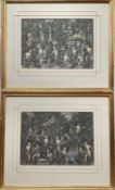 Balinese School, pair scenes in the jungle, 19cm x 27cm, bearing signatures, glazed frames