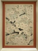 Japanese woodblock print - Blossom, 37cm x 25cm, glazed frame