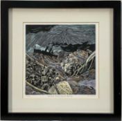 Nikki Vowels, Coloured Linocut, Rescue from the Goodwins, signed, edition number 16/30, in glazed fr