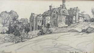 Leonard Squirrell (1893-1979) pencil sketch, dated 1936, ‘Brede Place’, East Sussex, signed, 11cm x