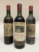 Three bottles, Chateau Lagrange St Julien 1969 (2) and a bottle of Chateau La Gelette 50-70