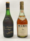 Two bottles, Grande Champagne Napoleon Cognac, 40%., 70cl., together with a bottle of Hine Vieux Cog