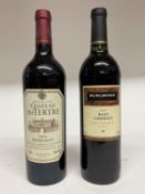 Two bottles, Chateau du Tertre Margaux 2004, 13%., 750ml. and Burlwood Ruby Cabernet 2000, 13%., 750