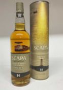 One bottle, Scapa Single Malt Orkney Whisky, 14 years old, 40&., 70cl., in original card tube