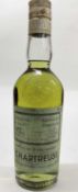 One bottle, Green Chartreuse 96%, 12 Fl. Ozs, handwritten date of 1972