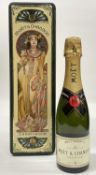 Moët & Chandon half bottle of Champagne, in original tin designed by Alphonse Mucha
