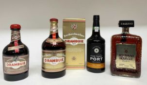 Four bottles, Drambuie (2), Disaronno Amaretto and Fine Tawny Port