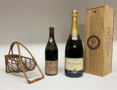 Magnum of Jacquart champagne in original wooden case and a bottle of Chassagne Montrachet 1949, in w