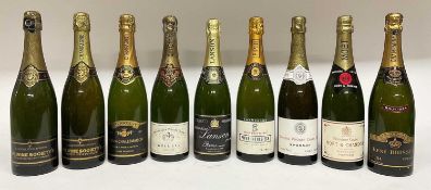 Nine bottles of champagne to include: Krug 1962, Lanson, Moët & Chandon and others