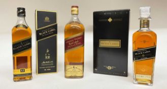 Three bottles, Johnnie Walker Black Label Millenium Edition, bottle no. 17794, 40%., 70cl., in origi