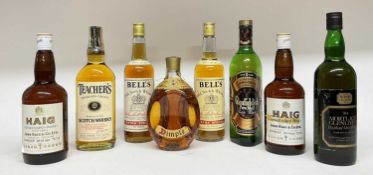 Eight bottles, assorted whisky to include Haig, Bell's, Glenfiddich and Dimple
