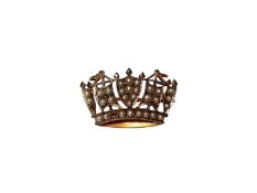 9ct gold and seed pearl naval crown brooch (Birmingham 1970), 31mm