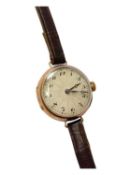 Vintage 9ct rose gold cased ladies wristwatch, the enamel dial with a starburst design