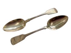 Pair of Georgian silver tablespoons with engraved initials (London 1829)