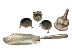 Group of Georgian silver and a Continental white metal basket (5)
