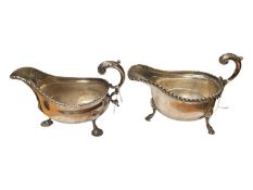 Two Georgian style silver sauce boats