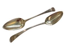 Pair of Georgian silver tablespoons with engraved initials MH (Newcastle 1827)