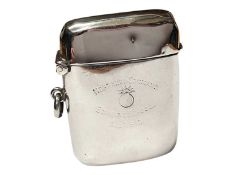 Silver vesta case with presentation for the Nothern Command Bombing School, August 1918, Yorkshire R