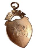 Antique 9ct rose gold fob with engraved monogram to both sides (Birmingham 1917)