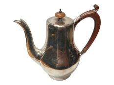1920s silver coffee pot with stained wood handle and knop (Birmingham 1926), maker S W Smith & Co. 1