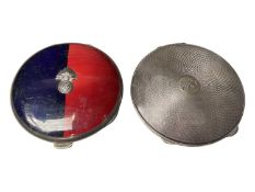 1920s silver red and blue enamelled Royal Fusiliers sweetheart powder compact, together with another