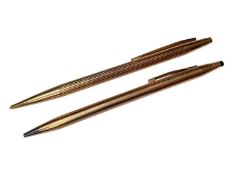 Montblanc gold plated propelling pencil and a Cross gold plated ball point pen (2)