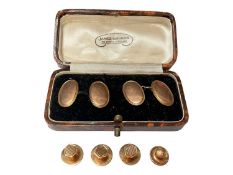Pair of 9ct rose gold cufflinks and four 9ct gold dress studs