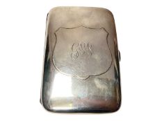 Victorian silver cigarette case with enrgaved initials (Birmingham 1893), 13cm x 8.5cm