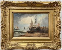 Stephen Arthur Galton (1829-1904) oil on canvas - Fishing Boats on the Coast, signed, 23cm x 33cm, i
