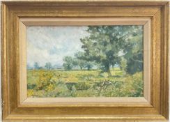 Christopher Glanville (b. 1938) oil on board, View from Bredfield Hall,24cm x29cm, signed , framed