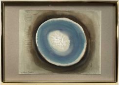 John Cooke (1929-2018) Circular Abstract Composition, signed, 20cm x 25cm, in glazed frame.