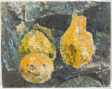Rosemary D. Wren (1922-2013) oil on board, Quinces, 40cm x 51cm, unframed.