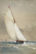 B. Moore, English School, early 20th century, pencil and watercolour - Sailing Boat at Sea, signed,