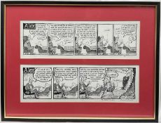 Russell Taylor and Charles Peattie - Two original ‘Alex’ cartoon strips, signed, both 12cm x 38cm, i